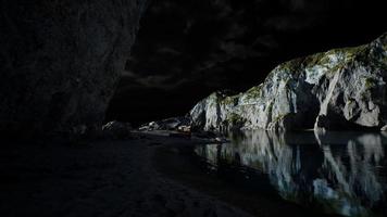 fjord with dark storm clouds photo