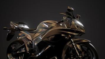 moto sport bike en estudio oscuro con luces brillantes foto