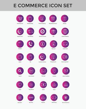 Set of E commerce simple icon set shopping cart colorful, delivery, secure payment, credit card etc vector