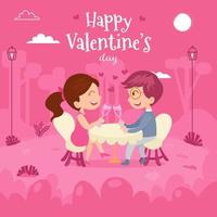 Valentine's day card vector illustration. cute loving couple having romantic date