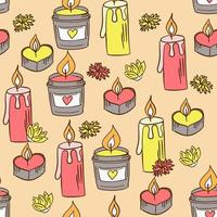 Burning candles and flowers. Aromatherapy spa vector illustartion