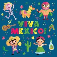 divertidos personajes mexicanos vector