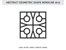 esquema de lineart de azulejo de diseño geométrico monoline vector