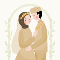Muslim wedding couple flat vector concept illustration