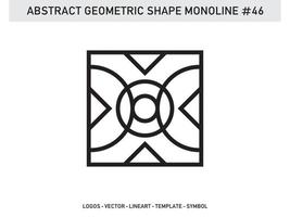 esquema de lineart de azulejo de diseño geométrico monoline vector