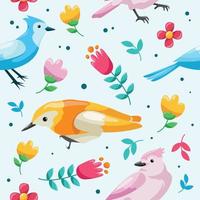 Spring Bird Seamless Pattern vector