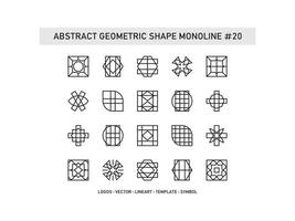 Set of Abstract Geometric Shape Monoline Tiles Design Ceramic Vector Pro