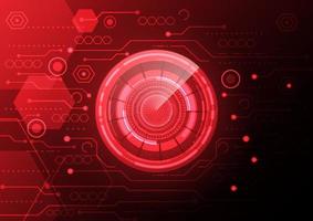 technology background. Red neon effect. circuit board concept. Hi-tech digital technology.