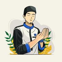 Ramadan kareem Man using hand to pray vector illustration free download