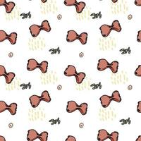 Seamless element pattern on white background. Farfalle macaroni in doodle style, vector illustration.