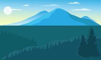 paisaje de montañas al amanecer vector