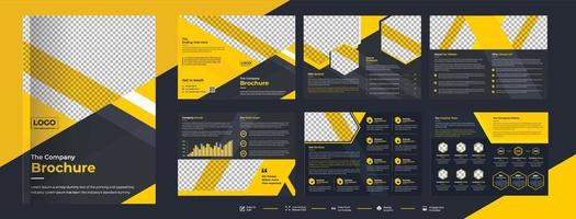 Corporate Theme 12 Pages Business Company Profile Brochure Design,16 Pages Creative Business Brochure Template Design ,yellow Colour Creative Business Brochure With Modern Abstract Design vector