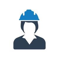 Business person, businessman, worker icon, Woman Worker With Hard Hat vector