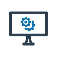 Monitor Configuration Icon, Technical solution, service, gear vector