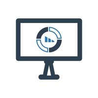 Online statistics report, pie chart icon vector