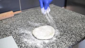A Cook work with Dough for a good Italian Pizza video