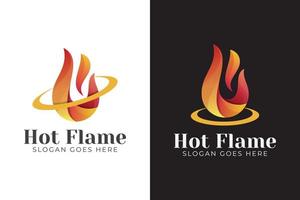 plantilla de vector de diseño de logotipo de llama o fuego degradado