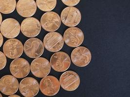 One Cent Dollar coins, United States over black photo