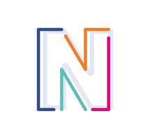 Abstract Letter N Line Colorful linear logotype. modern letter lines with new pop art colors. Font alphabet template. Logo set thin line clean style. vector