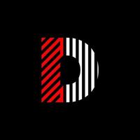 Abstract Letter D Line. Transition color linear logo. Linear modern lettering lines. Font alphabet template. Set logo thin line clean style, black background. vector