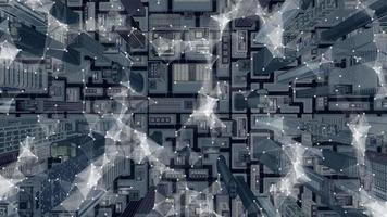 tecnologia de construção abstrata mundo loop digital cidade inteligente para negócios inteligentes. video
