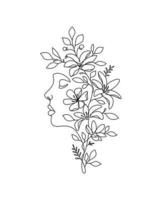 Woman and Flower Line Art vector