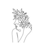 Woman and Flower Line Art vector