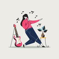 Vector illustration in flat design simple style with female character