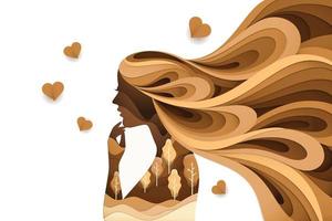 3d illustration with papercut woman face and women's day concept vector