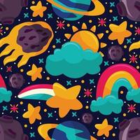 Celestial Bodies Seamless Pattern Vector Background