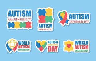 etiqueta engomada del día mundial de la conciencia del autismo vector