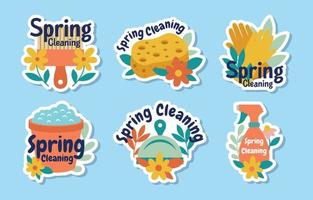 Spring Cleaning Element Sticker Pack vector