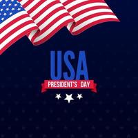 Happy Presidents Day in USA celebrate design with waving United States of America national flag. Vector illustration.