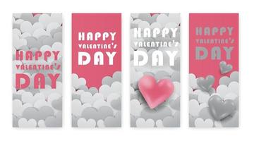 concepto de día de san valentín. forma de corazón de estilo de corte de papel. vector