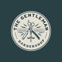 Hand Drawn Vintage Barbershop Logo Badge vector