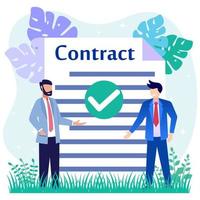 Illustration vector graphic cartoon character of contract signature