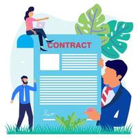 Illustration vector graphic cartoon character of business contract