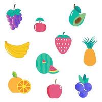 conjunto de gráficos vectoriales modernos de frutas con varios tipos. vector