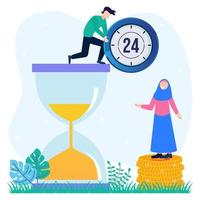 Illustration vector graphic cartoon character of time management