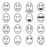 set of modern vector graphics of a collection of faces with various expressions.