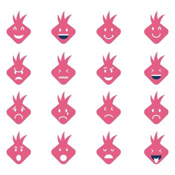 set of modern vector graphics of a collection of faces with various expressions.
