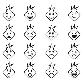 set of modern vector graphics of a collection of faces with various expressions.