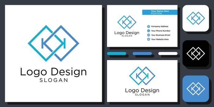 elegant modern sans serif font letter initial alphabet serif font with business card template vector