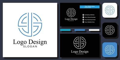 elegant modern sans serif font letter initial alphabet serif font with business card template vector