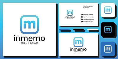 in memo elegant modern serif font letter initial alphabet font with business card template vector