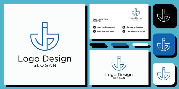 elegant initial letter alphabet serif font modern abstract combination with business card template vector