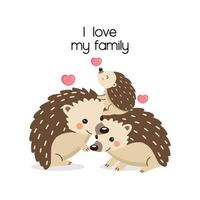 Illustration of the cute hedgehogs family vector