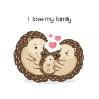 Illustration of the cute hedgehogs family vector