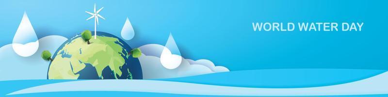cartel del diseño del vector del icono del eco del fondo azul del día mundial del agua