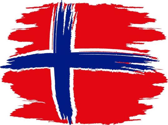 Flag of Norway. Brush painted Flag of Norway.  Flag of Norway with grunge texture. Vector illustration